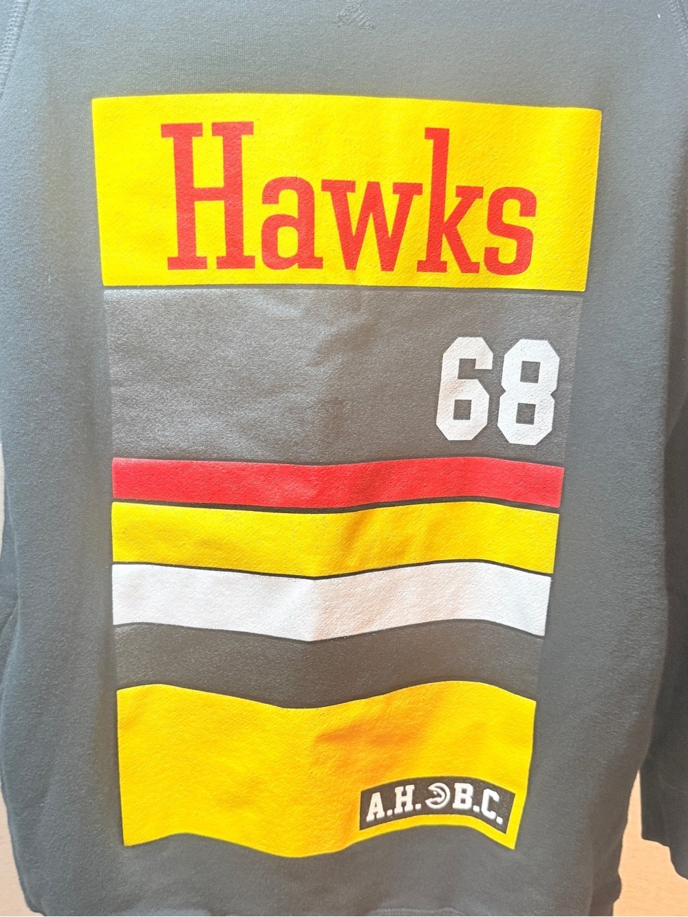 Men's Crewneck Sweatshirt with Hawks Graphic in Gray and Yellow